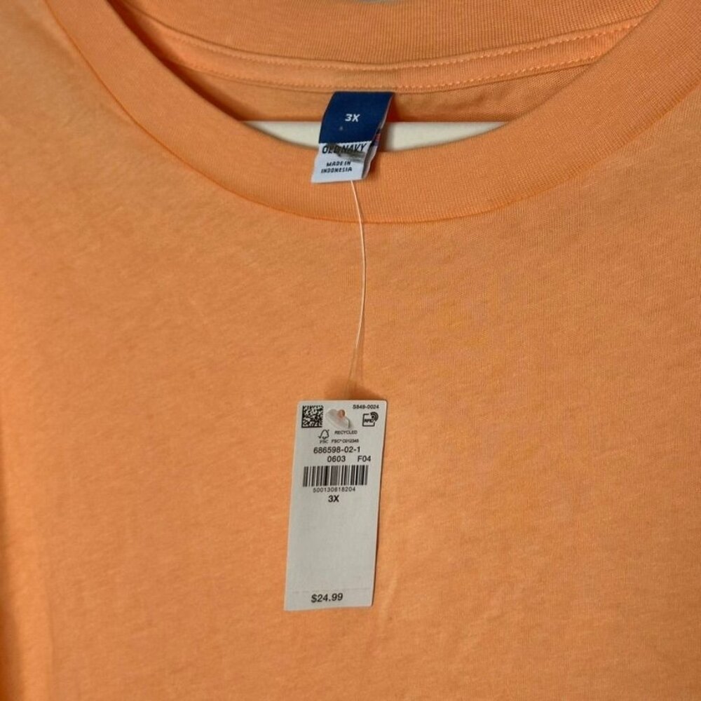 NWT Cutwork-Sleeve Mixed Fabric Top Peach Orange Womens 3x Boho Peasant - Picture 7 of 11